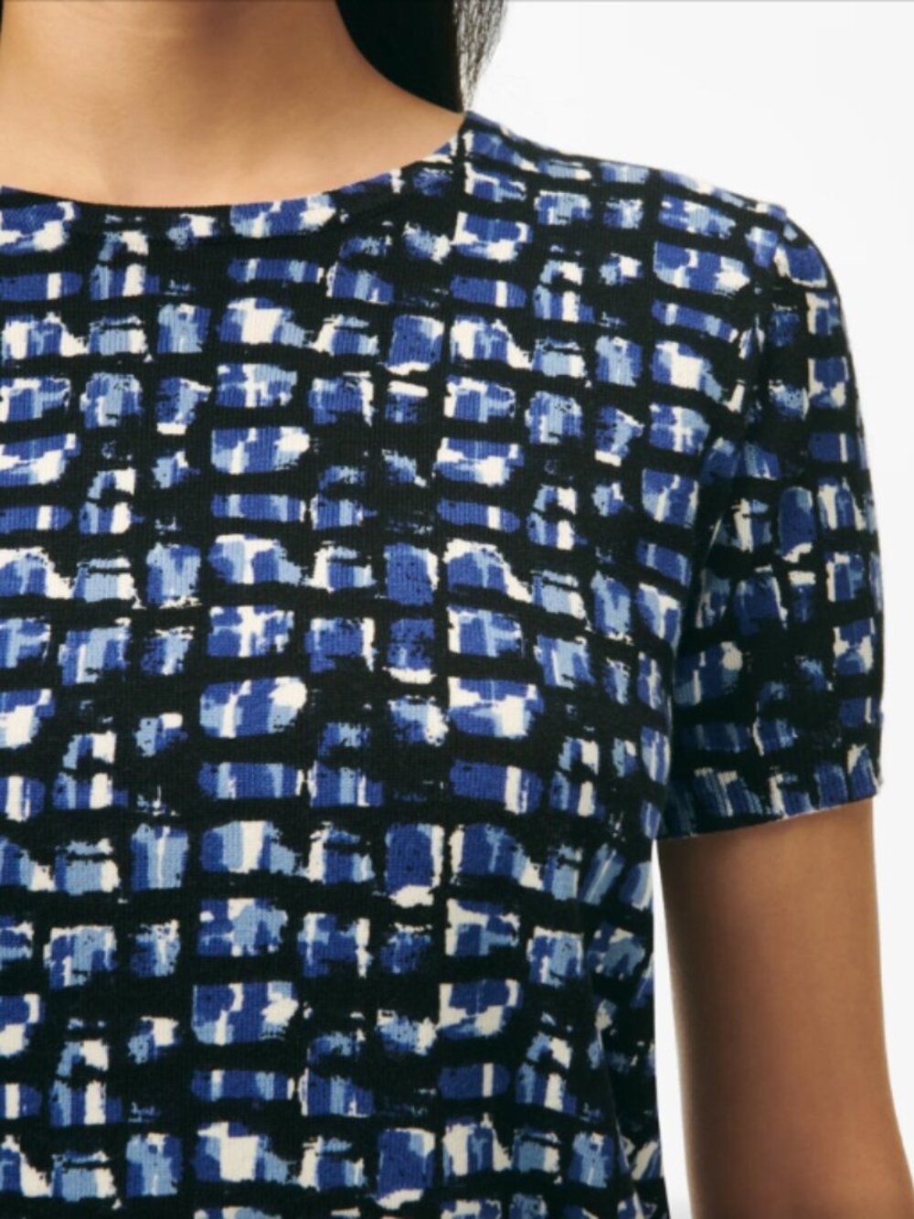 NWT Brooks Brothers Twinset Abstract Short Sleeve Cotton Knit Sweater XS Blue - Picture 4 of 13